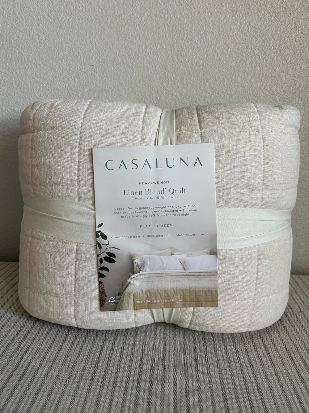 NWT Full/Queen Heavyweight Linen Blend Quilt Natural - Casaluna